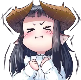 😣 Anime, Demone, Corna, Carino, Chibi, Espressione, Arrabbiato, Cartone animato telegram sticker