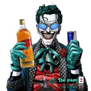 🍻 Joker The joker Joker, méchant, arme à feu, alcool, cartes à jouer telegram sticker
