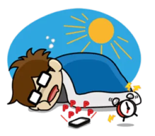 💤 pppppp นอนหลับ, นาฬิกาปลุก, เหนื่อย, โทรศัพท์, การ์ตูน telegram sticker