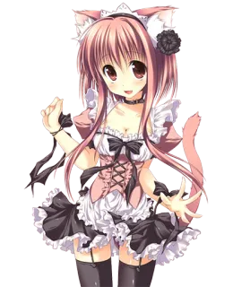 😺 anime girl, catgirl, maid outfit, kawaii, cute telegram sticker