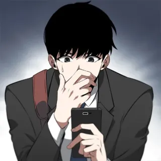📱 anime, man, bezorgd, telefoon telegram sticker
