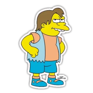 👲 Nelson Muntz The Simpsons cartoon, Nelson Muntz, The Simpsons, sticker, yellow, character telegram sticker