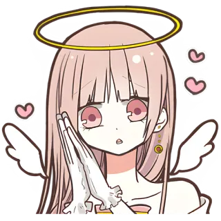 😇 anioł, słodkie, anime, kawaii, halo, serca telegram sticker