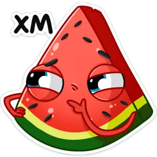 🤔 XM melancia, fruta, fofo, desenho animado, engraçado, comida whatsapp sticker
