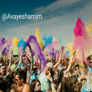 💃 @avayeshamim multidão, pessoas, festa, celebração, festival, colorido, holi, tinta em pó whatsapp sticker