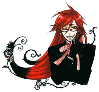 😈 Grell Sutcliff Black Butler Аниме, Манга, Персонаж, Грелль Сатклифф, Тёмный Дворецкий, Жнец, Розы telegram sticker