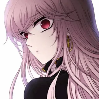 🌙 gadis anime, rambut pink, mata merah, karakter, wanita, anting whatsapp sticker