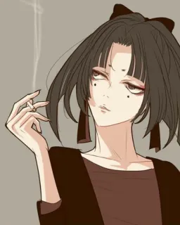 🚬 fumo, sigaretta, donna, cartone animato, anime telegram sticker
