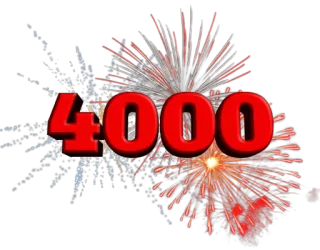 ❗ 4000 fuegos artificiales, celebración, número, rojo telegram sticker
