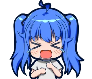 😆 anime, dibujos animados, llorando, triste, kawaii, manga, pelo azul telegram sticker