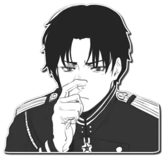 🤔 Anime, Militäruniform, Ernst, Offizier telegram sticker