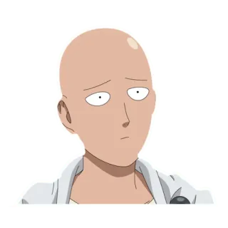 🤣 Saitama One-Punch Man Saitama, One-Punch Man, Anime, Manga, Bohater, Łysy, Wyraz, Naklejka telegram sticker