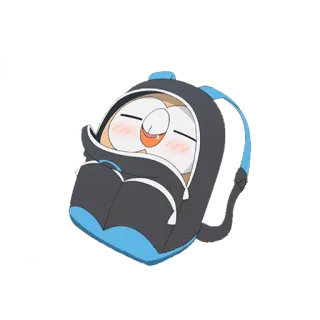 😊 Rowlet Pokemon Rowlet, Pokemon, backpack, owl, cartoon, cute telegram sticker