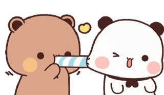 😍 panda, urso, fofo, beijo, amor, desenho animado whatsapp sticker