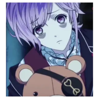🧴 Kanato Sakamaki Diabolik Lovers Anime, Kanato, Diabolik Lovers, Boneka beruang, Rambut ungu telegram sticker