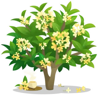 🌳 plant, boom, bloemen, gele bloemen, thee telegram sticker
