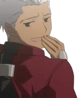 😂 Archer Fate/stay night anime, fate, archer, fate stay night, character, white hair whatsapp sticker