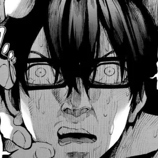 😱 anime, mangá, personagem, chocado, preocupado, rosto telegram sticker