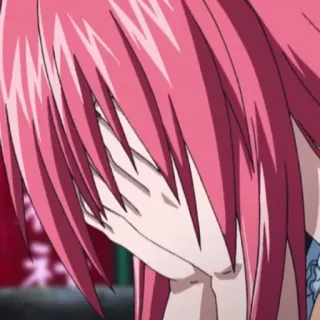 🔪 anime, piangere, capelli rosa, triste, ragazza, facepalm telegram sticker