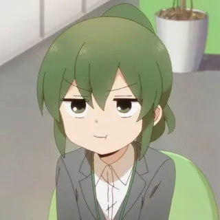 😾 Anime, Karakter, Rambut Hijau, Wanita, Formal, Kantor, Lucu whatsapp sticker
