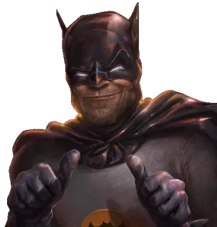 👍 Batman Бэтмен, DC Comics, Супергерой, Большой палец вверх, Наклейка whatsapp sticker