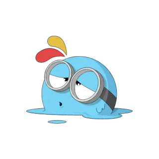 😴 Cartone animato, Personaggio, Blu, Blob, Occhiali, Carino telegram sticker