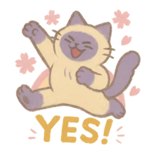 🐈‍⬛ YES! chat, joyeux, mignon, positif, fête whatsapp sticker