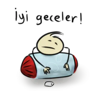 😴 İyi geceler! bonne nuit, sommeil, dessin animé, turc, fatigué, mignon, dessin telegram sticker