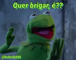 🙅‍♂ Kermit Quer brigar, é?? Kermit the Frog, Muppets, angry, challenge, fight, meme telegram sticker