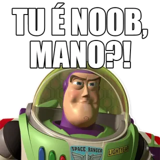👶 Buzz Lightyear Toy Story TU É NOOB, MANO?! Buzz Lightyear, Toy Story, Noob, Mano, Cartoni animati, Animato telegram sticker