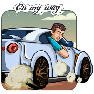 💨 On my way รถ, ขับรถ, ความเร็ว, การขนส่ง, การเดินทาง, ผู้ชาย, ยานพาหนะ whatsapp sticker