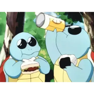 🍻 Squirtle Pokemon squirtle, pokemon, cartoon, eating, drinking, lunch telegram sticker