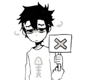❌ character, anime, sad, cross, cartoon, fishbone telegram sticker
