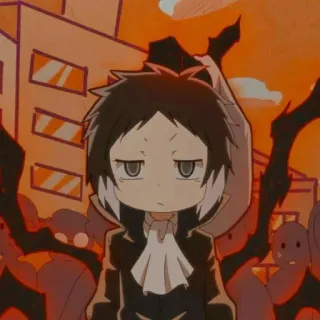 🌟 Akutagawa Ryunosuke Bungou Stray Dogs anime, manga, Bungou Stray Dogs, Akutagawa Ryunosuke, chibi, dark, supernatural, Japanese anime telegram sticker