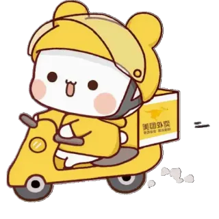 🛵 美国外卖 เดลิเวอรี่, สกู๊ตเตอร์, การ์ตูน, แพนด้า, อาหาร telegram sticker