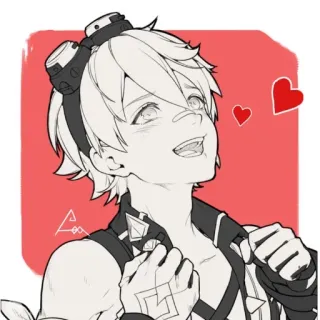 🥰 Bennett Genshin Impact Anime, Genshin Impact, Bennett, Video game, Karakter, Lucu, Hati, Anak laki-laki telegram sticker