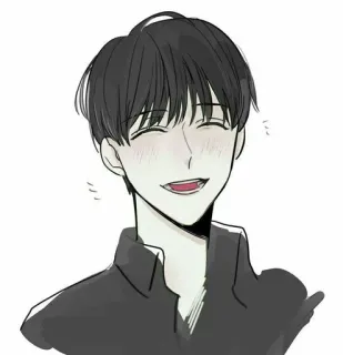 📖 Anime, Chico, Sonrisa, Lindo, Retrato, Feliz whatsapp sticker