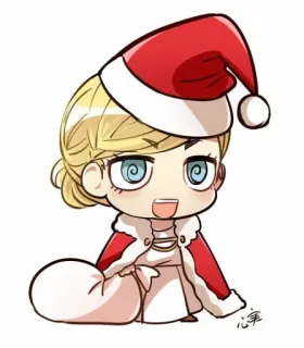 🎅 noël, bonnet de père noël, chibi, mignon, dessin animé whatsapp sticker