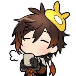 🍵 Zhongli Genshin Impact Anime, Gra, Słodkie, Chibi, Genshin Impact, Zhongli, Napój, Postać telegram sticker
