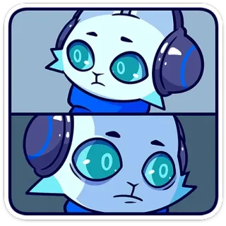 🎧 chat, écouteurs, mignon, autocollant, bleu, dessin animé, animal telegram sticker