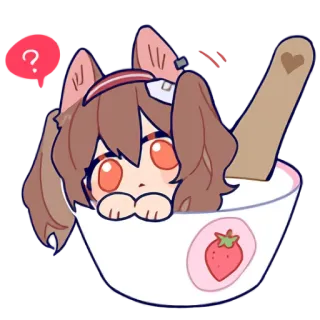 🍓 Anime, Dễ thương, Dâu tây, Bát, Mèo gái telegram sticker