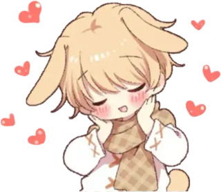 🥰 Anime, Coniglio, Carino, Cuori, Rossore telegram sticker
