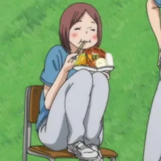 🍙 eating, food, anime, woman, lunch, cartoon telegram sticker