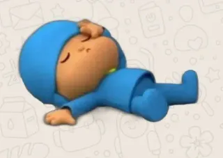 🕳 Pocoyo Desenho animado, Dormindo, Cansado, Criança, Azul telegram sticker