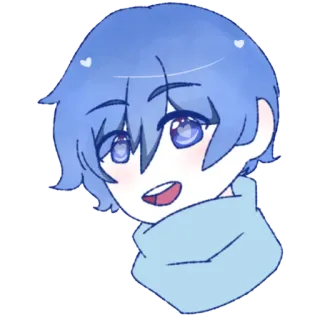 😄 Anime, Hoạt hình, Dễ thương, Xanh dương, Bé trai, Hình dán telegram sticker