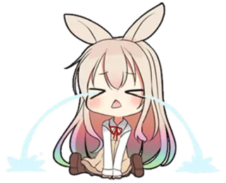 🍀 Anime, Ragazza, piangendo, triste, coniglio, Chibi, lacrime telegram sticker