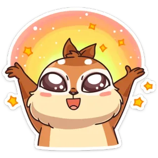 😃 Cartoon, Eichhörnchen, Niedlich, Tier, Fröhlich, Glitzer telegram sticker