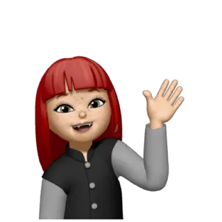 👋 Emoji, Memoji, Capelli rossi, Salutare, Cartone animato, Avatar digitale telegram sticker