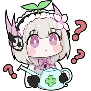 🫖 アニメ, はてなマーク, じょうろ, かわいい, 女の子, ちび telegram sticker