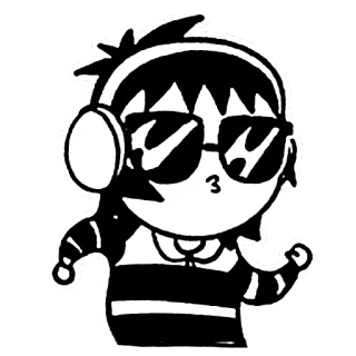 😎 Desenho animado, Óculos de sol, Fones de ouvido, Legal, Anime, Garota whatsapp sticker